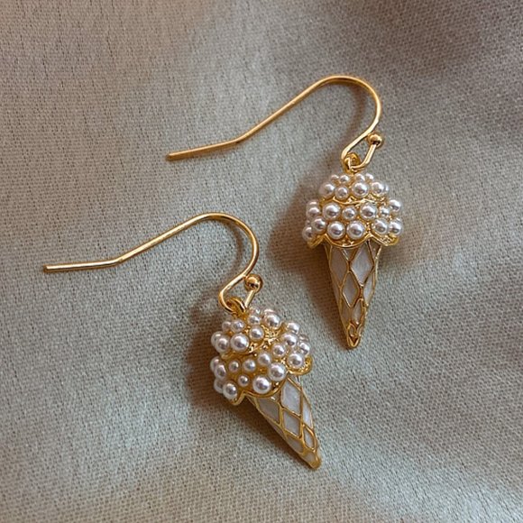 Ice Cream Cone Pearl Earrings - Picture 2 of 5